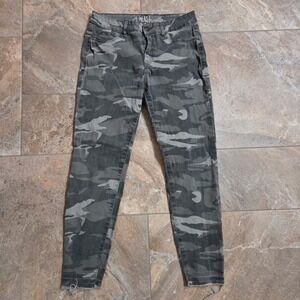 Rewash Womens Grey Camo Skinny Jeans Raw Hem Size 9 29